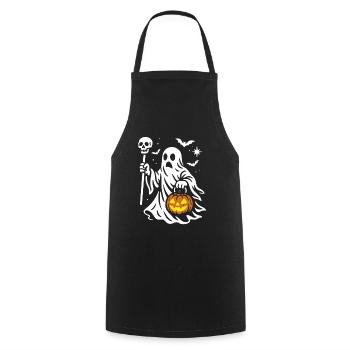 Ghost, Halloween Party Costume - Pumpkin - Cooking Apron - black - Front - AI Model Male 185 dark (185cm)