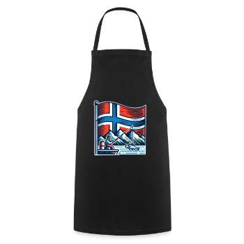 Norway Fishing Boat - Cooking Apron - black - Front - AI Model Male 185 dark (185cm)