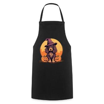 Halloween Witch Hat Pumpkin Dog Cocker Spaniel - Cooking Apron - black - Front - AI Model Male 185 dark (185cm)