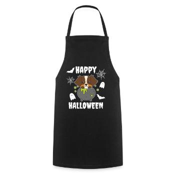 Australian Shepherd Happy Halloween Cauldron - Cooking Apron - black - Front - AI Model Male 185 dark (185cm)