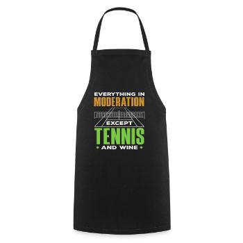 Tennis and Wine for Tennis Players - Cooking Apron - black - Front - AI Model Male 185 dark (185cm)