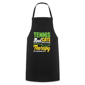 Tennis et chats pour les joueurs - Tablier de cuisine - noir - Devant - AI Model Male 185 dark (185cm)