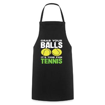 Tennis Spieler: Schnapp Deine Bälle Es Ist Zeit - Kochschürze - Schwarz - Vorne - AI Model Male 185 dark (185cm)