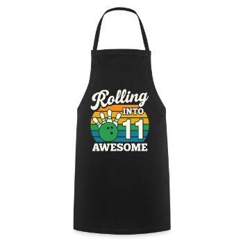 T-shirt de célébration de bowling rétro 11 - Tablier de cuisine - noir - Devant - AI Model Male 185 dark (185cm)