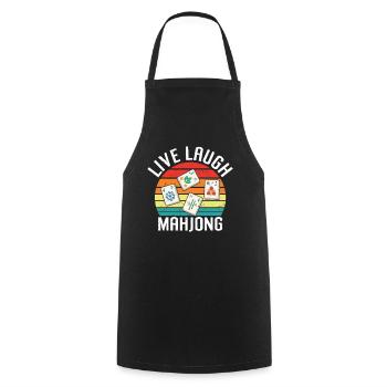 Dicton Retro Mah Jongg - Live Laugh Mahjong - Tablier de cuisine - noir - Devant - AI Model Male 185 dark (185cm)