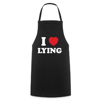 Expression of Liberation, I Love Lying - Cooking Apron - black - Front - AI Model Male 185 dark (185cm)