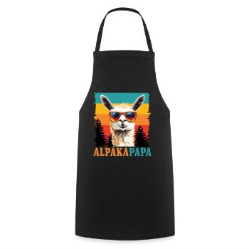 Pères ALPAGA PAPA Rétro Lama Drôle - Tablier de cuisine - noir - Devant - AI Model Male 185 dark (185cm)