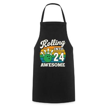 Retro Bowling 24th Birthday Design - Cooking Apron - black - Front - AI Model Male 185 dark (185cm)