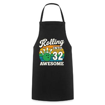 Retro Bowling 32. Geburtstag Design - Kochschürze - Schwarz - Vorne - AI Model Male 185 dark (185cm)