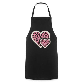 Motif léopard avec motif rose - Tablier de cuisine - noir - Devant - AI Model Male 185 dark (185cm)
