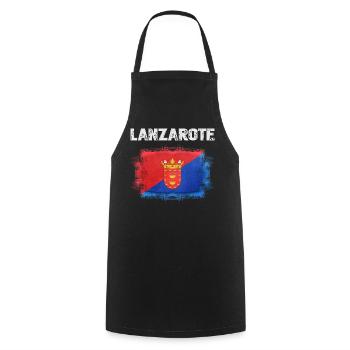 Drapeau de Lanzarote avec armoiries - Tablier de cuisine - noir - Devant - AI Model Male 185 dark (185cm)