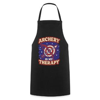 Le tir à l'arc est mon archer thérapeutique - Tablier de cuisine - noir - Devant - AI Model Male 185 dark (185cm)