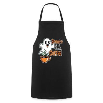 Spooky Ghost mit Kaffee Humor - Kochschürze - Schwarz - Vorne - AI Model Male 185 dark (185cm)