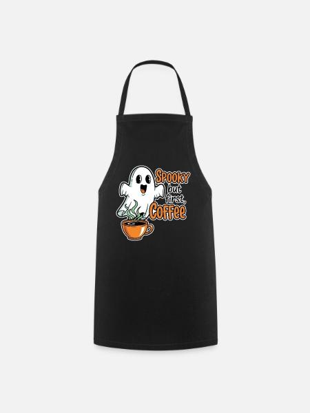 Spooky Ghost mit Kaffee Humor - Kochschürze - Schwarz