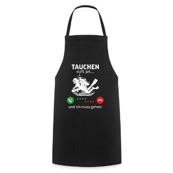Tauchen ruft an… und ich muss gehen  - Kochschürze - Schwarz - Vorne - AI Model Male 185 dark (185cm)