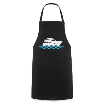 Yacht Silhouette Motorboat - Cooking Apron - black - Front - AI Model Male 185 dark (185cm)