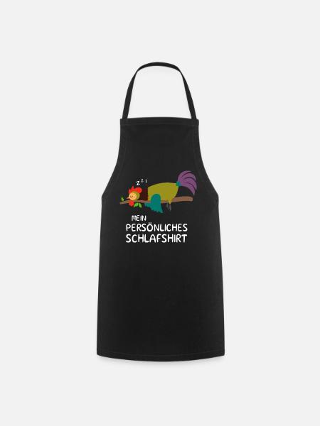 Hahn Schlafanzug Pyjama Schlafshirt Huhn Geschenk - Kochschürze - Schwarz