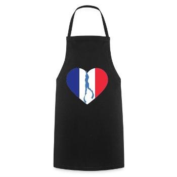 France Freediving Heart Flag - Cooking Apron - black - Front - AI Model Male 185 dark (185cm)