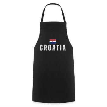 Drapeau croate, j’adore la Croatie - Tablier de cuisine - noir - Devant - AI Model Male 185 dark (185cm)