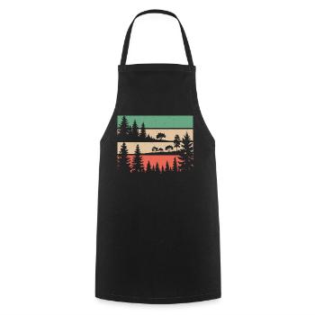 Retro forest nature silhouette trees motif hiking - Cooking Apron - black - Front - AI Model Male 185 dark (185cm)