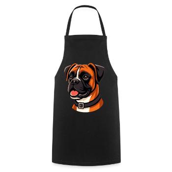 Expressive Boxer Dog Portrait - Cooking Apron - black - Front - AI Model Male 185 dark (185cm)
