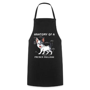 Tableau d’anatomie amusant du bouledogue français Frenchie Dog - Tablier de cuisine - noir - Devant - AI Model Male 185 dark (185cm)