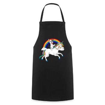 French Bulldog Riding Unicorn - Cooking Apron - black - Front - AI Model Male 185 dark (185cm)