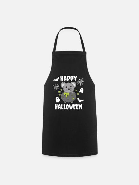 Maus Happy Halloween Hexenkessel Fledermaus - Kochschürze - Schwarz