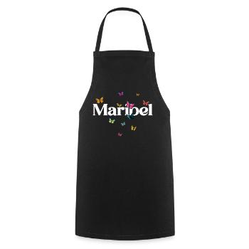 Schöner Mädchenname MARIBEL mit Schmetterlingen  - Kochschürze - Schwarz - Vorne - AI Model Male 185 dark (185cm)