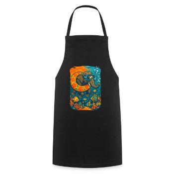 Illustration vibrante d'éléphant sous-marin - Tablier de cuisine - noir - Devant - AI Model Male 185 dark (185cm)