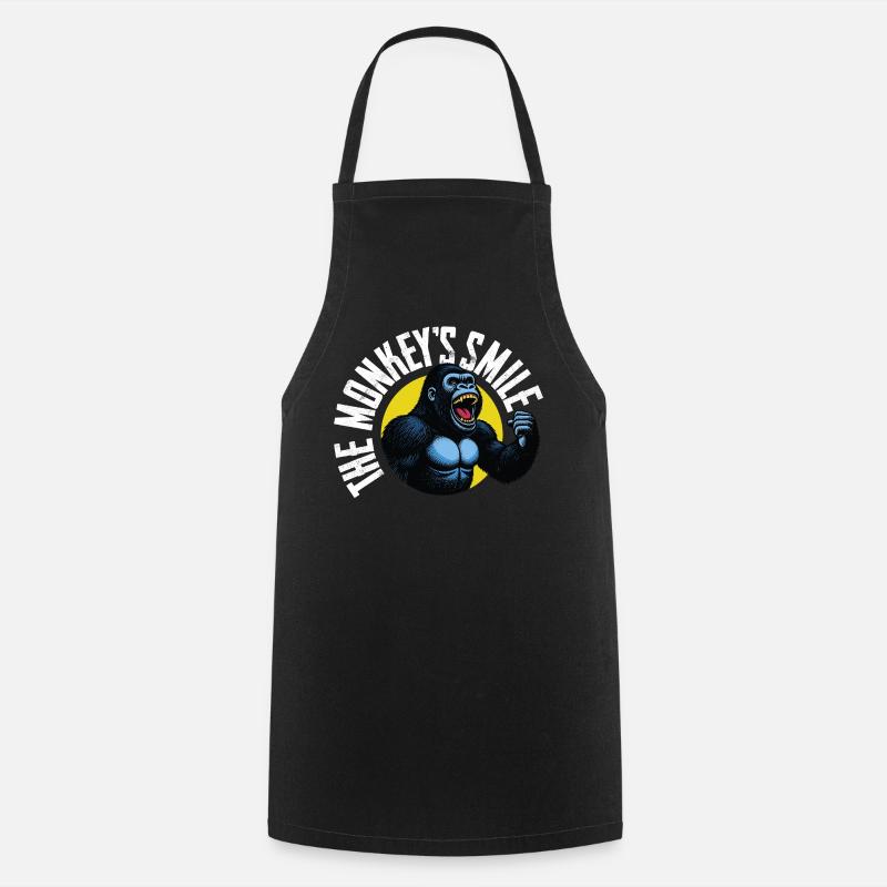 Roaring Gorilla in Vintage Style - Cooking Apron - black