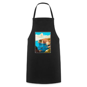 Dubrovnik Croatia Vintage Travel Poster Cityscape - Cooking Apron - black - Front - AI Model Male 185 dark (185cm)