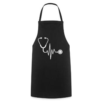 Heartbeat Stethoscope Medicine Design - Cooking Apron - black - Front - AI Model Male 185 dark (185cm)
