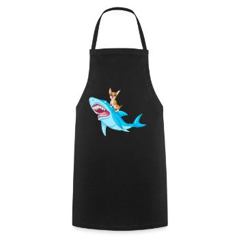 Chien Chihuahua mignon chevauchant un requin féroce - Tablier de cuisine - noir - Devant - AI Model Male 185 dark (185cm)