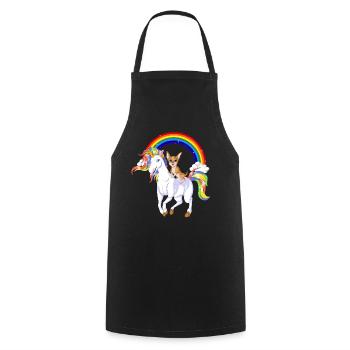 Chihuahua Riding Unicorn - Cooking Apron - black - Front - AI Model Male 185 dark (185cm)