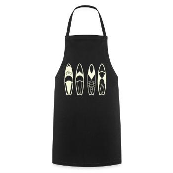 Minimalistische abstrakte Surfbretter - Kochschürze - Schwarz - Vorne - AI Model Male 185 dark (185cm)