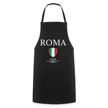 Rom, Italien, elegantes minimalistisches Design - Kochschürze - Schwarz - Vorne - AI Model Male 185 dark (185cm)