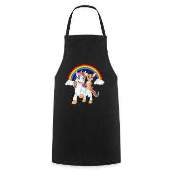 Chihuahua Riding Unicorn - Cooking Apron - black - Front - AI Model Male 185 dark (185cm)