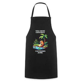 Enter the Capybara Zone | Capybara &amp; Chill - Cooking Apron - black - Front - AI Model Male 185 dark (185cm)