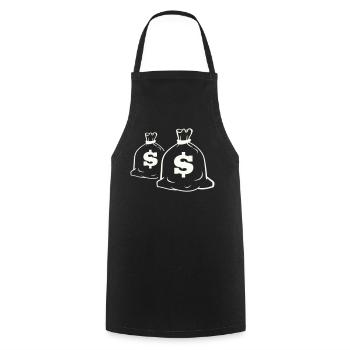 Money Bag Motif Design - Cooking Apron - black - Front - AI Model Male 185 dark (185cm)