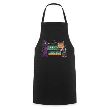 Tableau périodique sur le thème des sorcières et des potions enchanteresses - Tablier de cuisine - noir - Devant - AI Model Male 185 dark (185cm)