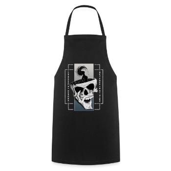 Mind unbound, Skull, Dämonen Hand, Frau Silhouette - Kochschürze - Schwarz - Vorne - AI Model Male 185 dark (185cm)