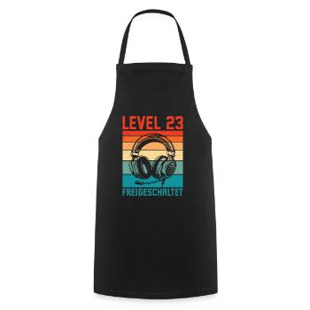 23. Geburtstag Männer Gamer Level 23 Unlocked - Kochschürze - Schwarz - Vorne - AI Model Male 185 dark (185cm)