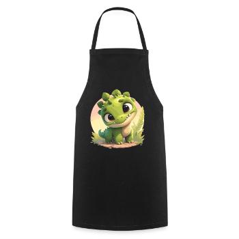 Dino Dinosaur Dinosaur - Cooking Apron - black - Front - AI Model Male 185 dark (185cm)