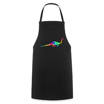 Colorful long-necked dinosaur made of polygons - Cooking Apron - black - Front - AI Model Male 185 dark (185cm)