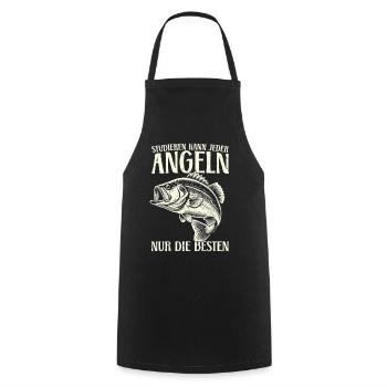 Anyone can study fishing only the best - Cooking Apron - black - Front - AI Model Male 185 dark (185cm)