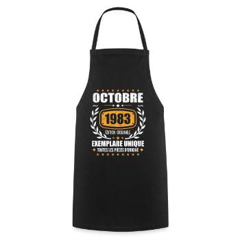 Vintage Octobre 1983, Cadeau Rétro Octobre 1983 - Tablier de cuisine - noir - Devant - AI Model Male 185 dark (185cm)