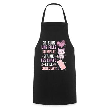 Je suis une fille Simple Chats et Chocolat - Tablier de cuisine - noir - Devant - AI Model Male 185 dark (185cm)