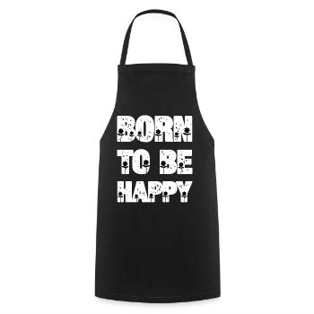 Né pour être heureux - Tablier de cuisine - noir - Devant - AI Model Male 185 dark (185cm)