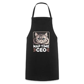 Nap Time CEO Funny Cat Office Humor Home Office - Cooking Apron - black - Front - AI Model Male 185 dark (185cm)